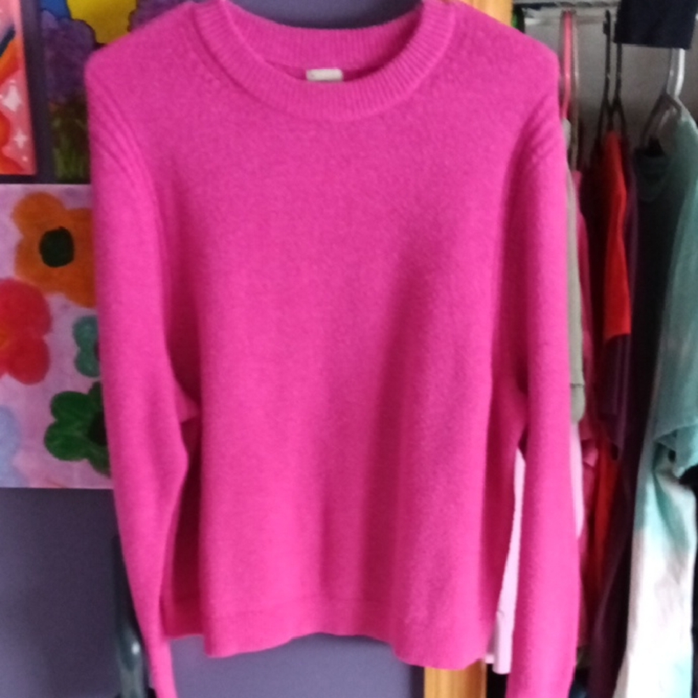 Vibrant Pink Crew Neck Sweater